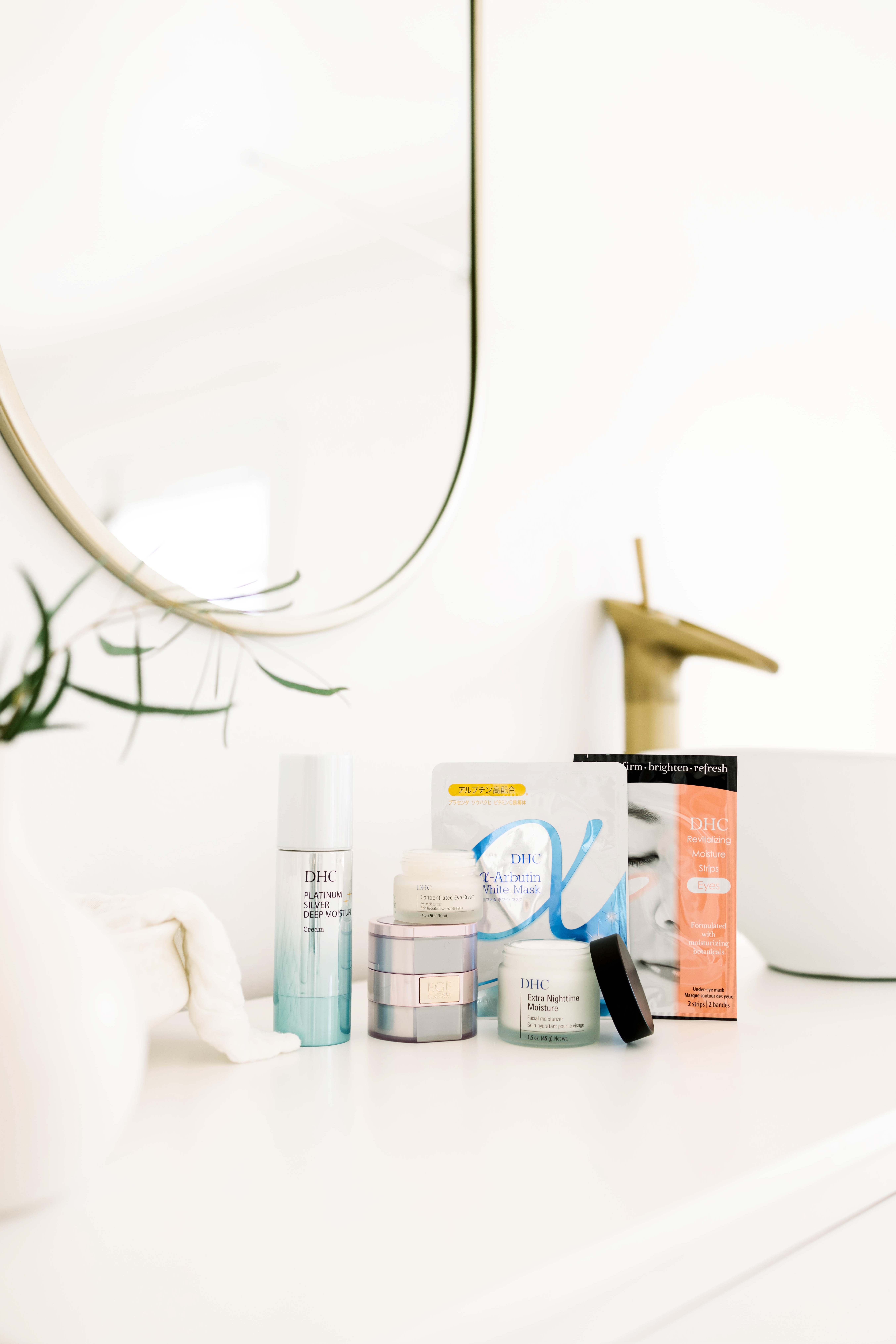 skincare product photography in bathroom